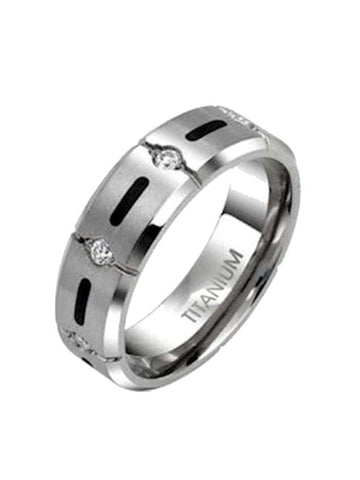 Men Women Couples Solid Titanium Cz Wedding Band Engagement Ring - Edwin Earls Jewelry