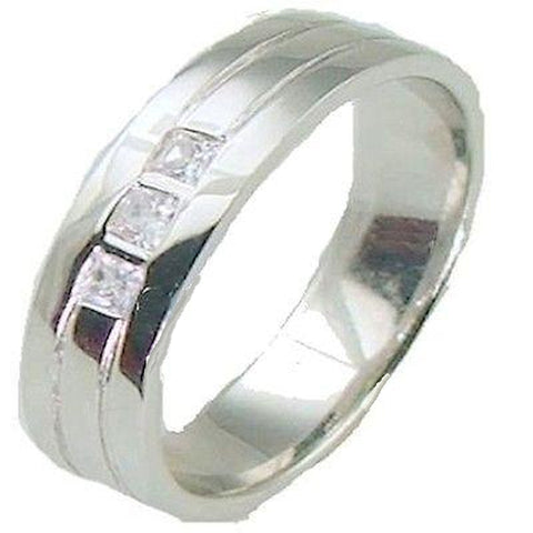 Men's Sterling Silver .925 Wedding Band with  AAA Quality Cz Accent Stones - Edwin Earls Jewelry