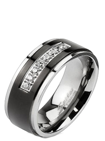 Men Women Couples Black Titanium Cz Wedding Rings - Edwin Earls Jewelry