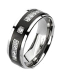 His Hers 3.20 Ct Cz Wedding Ring Set Stainless Steel & Black Plated Titanium - EdwinEarls.com