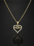 Women's 18kt Yellow Gold Plated Cubic Zirconia Mom Heart Pendant Necklace Media 2 of 4