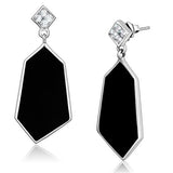 Women's Clear Crystal Black Dangle Earrings Stainless Steel - Edwin Earls Jewelry
