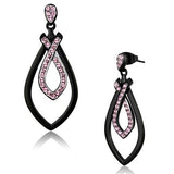 Women's Pink Crystal Studded Black Plated Plated Stainless Steel Dangle Earrings - Edwin Earls Jewelry
