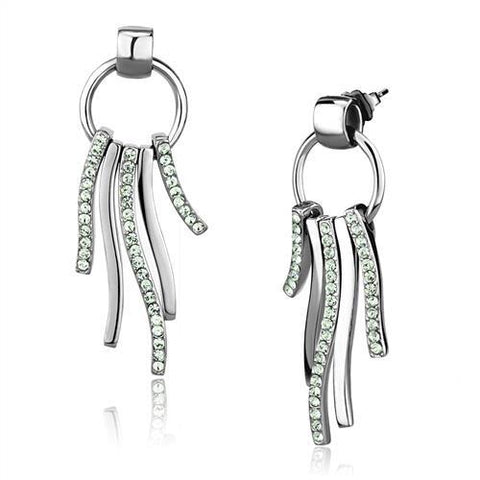 Peridot Crystal Studded Dangle Hoop Earrings Stainless Steel - Edwin Earls Jewelry
