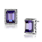 6ct Purple Amethyst CZ Stud Earrings Stainless Steel - Edwin Earls Jewelry