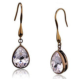 Light Peach Crystal Dangle Earrings Light Brown IP Stainless Steel - Edwin Earls Jewelry