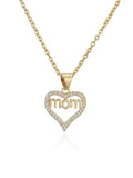 Women's 18kt Yellow Gold Plated Cubic Zirconia Mom Heart Pendant Necklace 16 inches