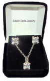 4.50 ct Asscher Cut Cz Earrings & Necklace Set Sterling Silver