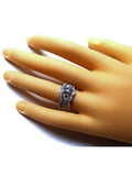 Women's 3 Ring Sterling Silver Halo Three Ring Wedding Ring Set - Edwin Earls Jewelry