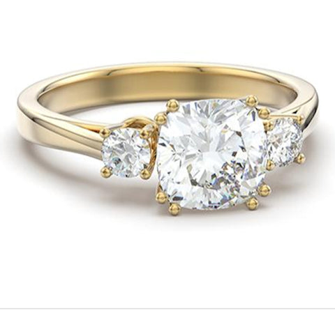 3.65ct Royal Engagement Ring Three Stone Yellow Gold Ring - Edwin Earls Jewelry