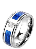 Men's Blue Stainless Steel Cz Wedding Band - Edwin Earls Jewelry