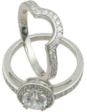 Women's Halo Cz Wedding Band Ring Set Sterling Silver - Edwin Earls Jewelry