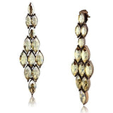 Edwin Earls Champagne Crystal Drop Earrings in Coffee Color Plated Stainless Steel - Hypoallergenic and Elegant