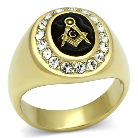 Mens 14kt Yellow Gold Plated Stainless Steel Mason Masonic Lodge Ring